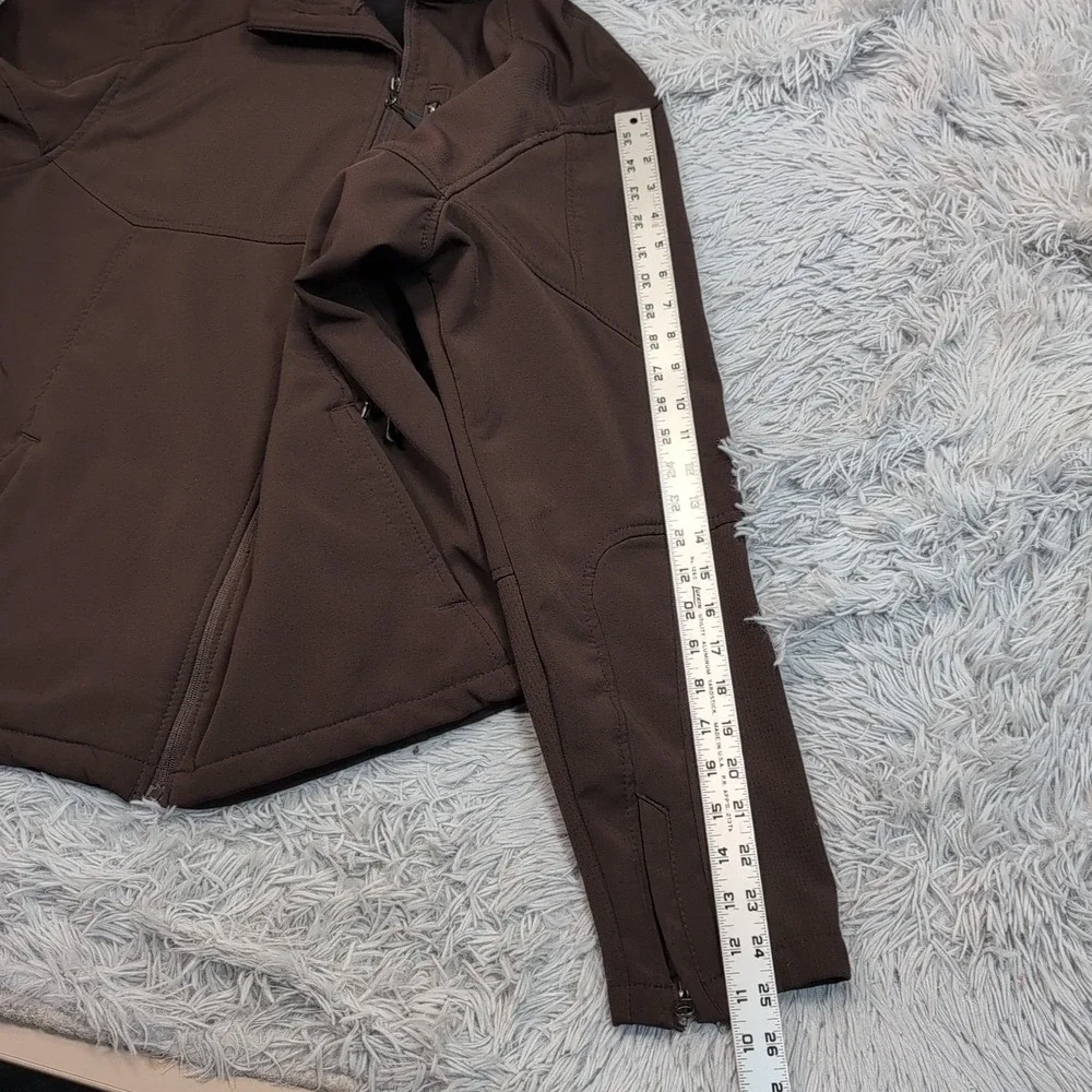 Snozu Performance Jacket Mens XL‎ Brown Logo Zip Up Pockets Lightweight Comfy